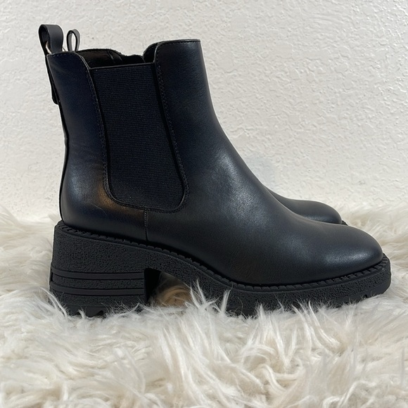 Sam & Libby Lennon Chls Chelsea Moto Chunky Sole Boots SZ 9 Black Ankle Booties - Picture 4 of 16